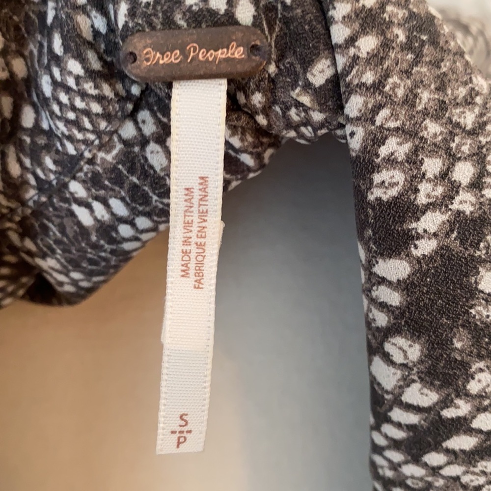 Free People Snake Print Tie Neck Blouse - image 6